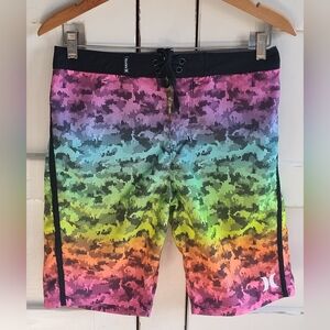 Hurley Boy's Multi Colored Geo Print Swim Shorts | Long | Size 18